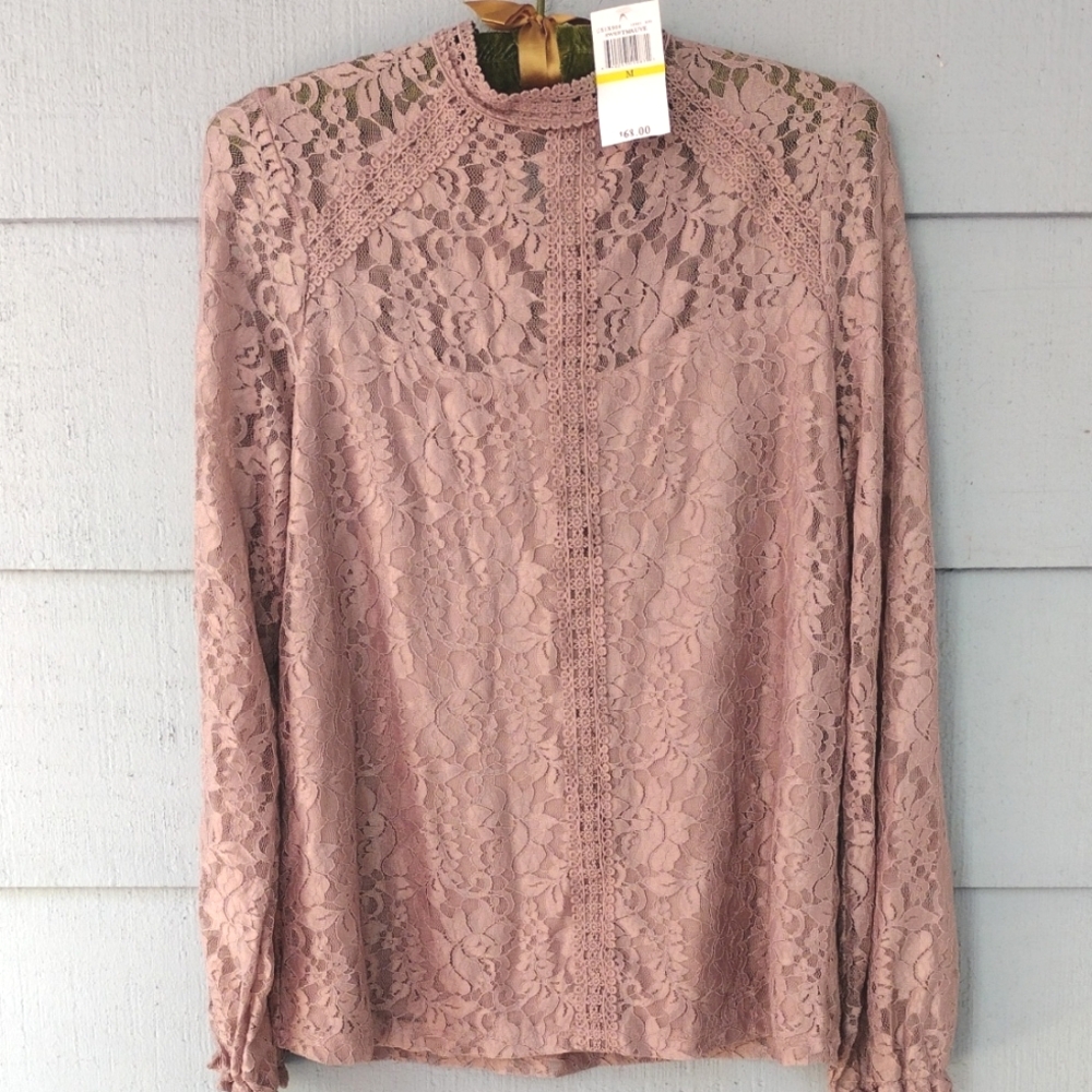 Cable & Gauge Elegant Lace Long Sleeve Top NWT